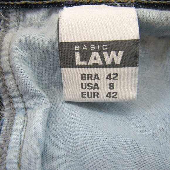 Basic Law Women's Button Fly Wide Leg Low Rise Embroidered Pocket Blue Jeans 8 - Picture 9 of 10